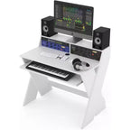 Glorious Sound Desk Compact Professional Studio Workstation with Pull-out Keyboard Compartment (White)