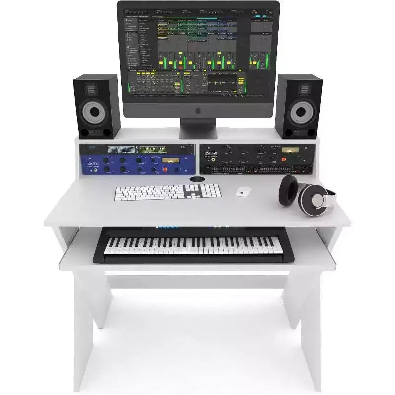 Professional Studio Workstation with Pull-out Keyboard Compartment (White)