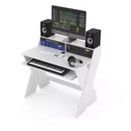 Estación de trabajo de estudio profesional con compartimento para teclado extraíble (blanco)