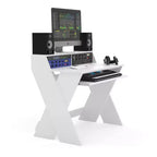 Estación de trabajo de estudio profesional con compartimento para teclado extraíble (blanco)