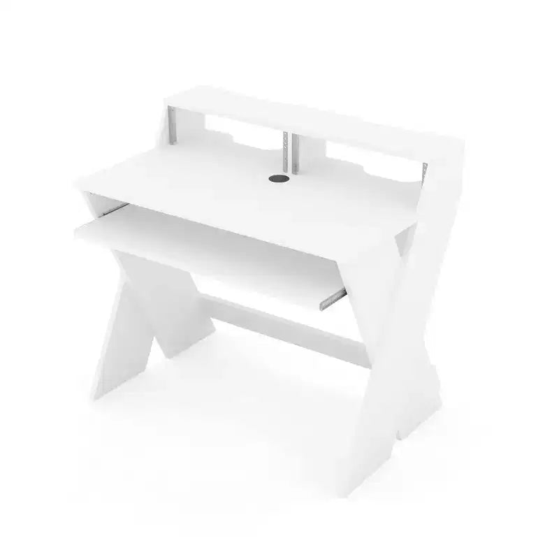 Estación de trabajo de estudio profesional con compartimento para teclado extraíble (blanco)