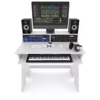 Estación de trabajo de estudio profesional con compartimento para teclado extraíble (blanco)