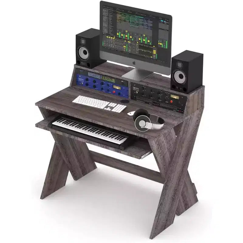 Glorious Sound Desk Compact Professional Studio Workstation with Pull-out Keyboard Compartment (Walnut)