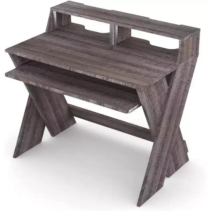 Professional Studio Workstation with Pull-out Keyboard Compartment (Walnut)