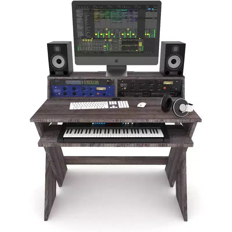 Professional Studio Workstation with Pull-out Keyboard Compartment (Walnut)