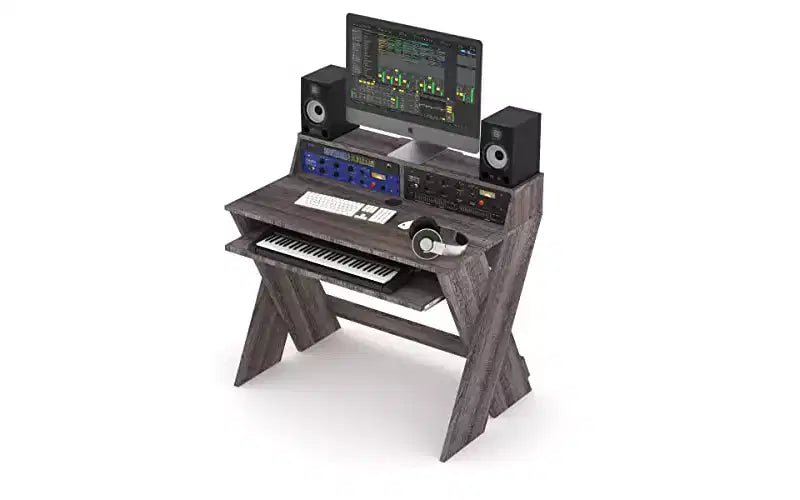Professional Studio Workstation with Pull-out Keyboard Compartment (Walnut)