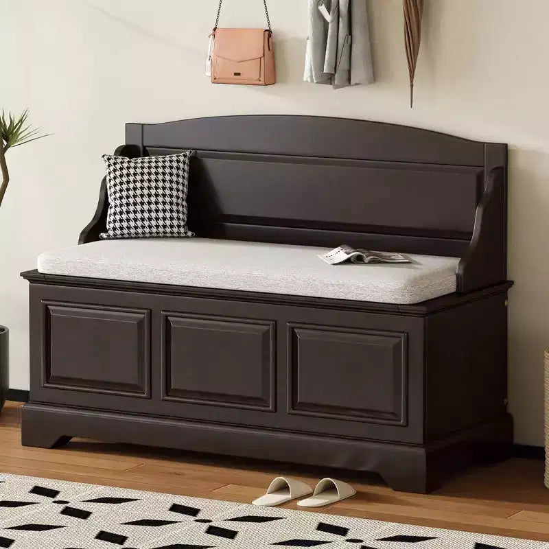 41.7L x 17.9W Retro Shoe Storage Bench with Safe Soft-Close Devices, Storage Chest with Hidden Storage and Cushion