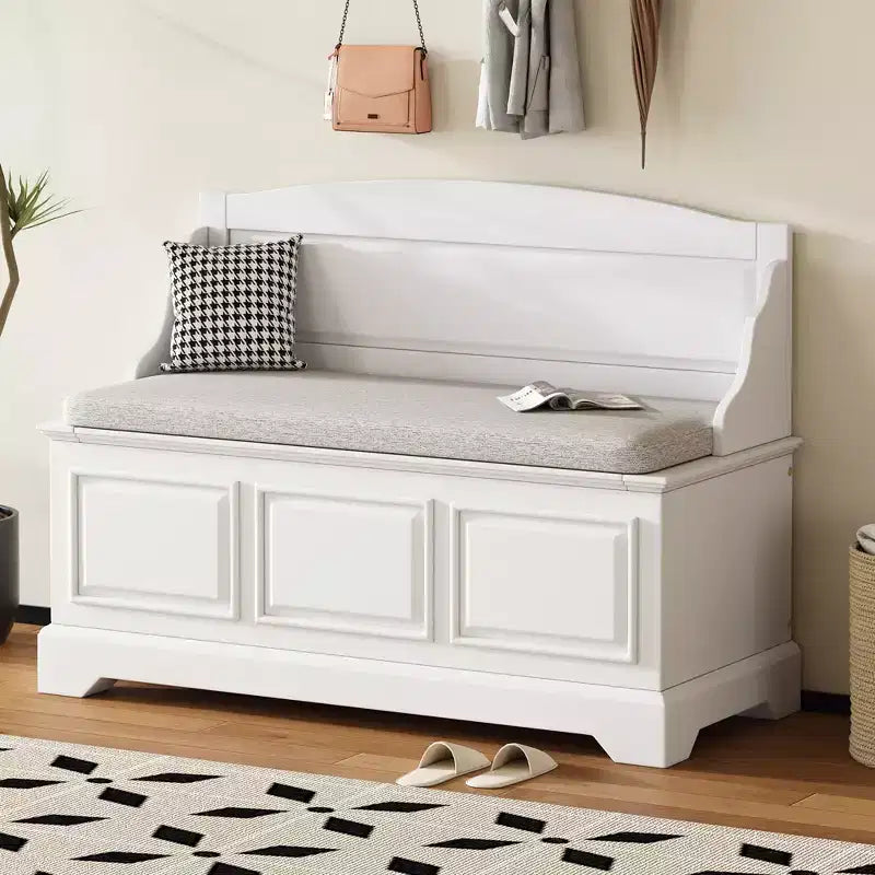 41.7L x 17.9W Retro Shoe Storage Bench with Safe Soft-Close Devices, Storage Chest with Hidden Storage and Cushion