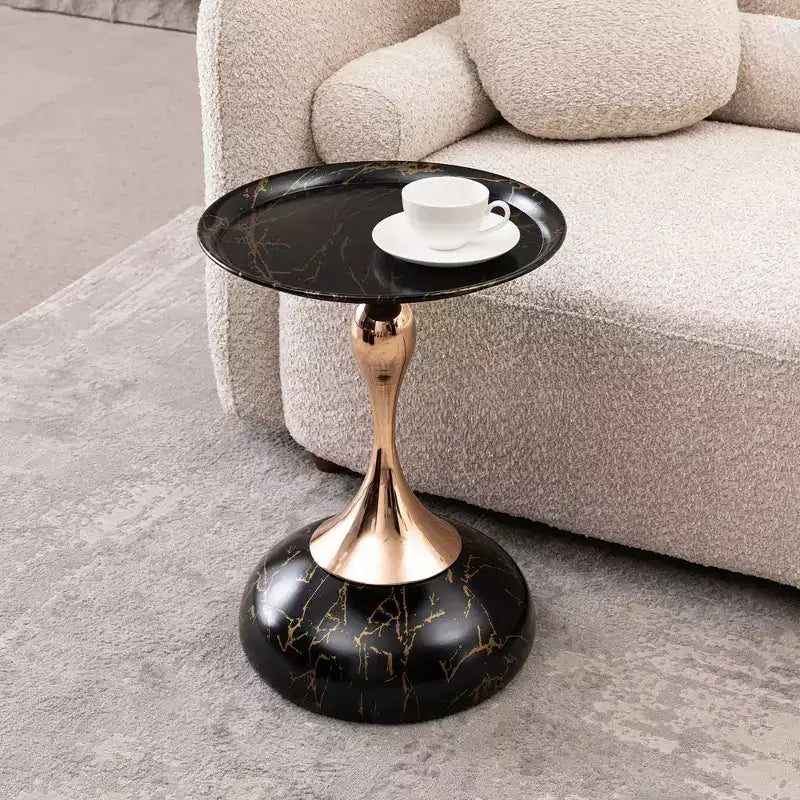 Mesa Auxiliar con Pedestal Metálico y Cola de Sirena de 21.2" H Elegance
