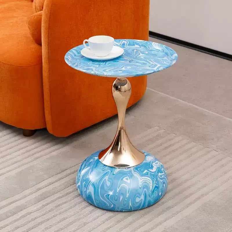 Mesa Auxiliar con Pedestal Metálico y Cola de Sirena de 21.2" H Elegance