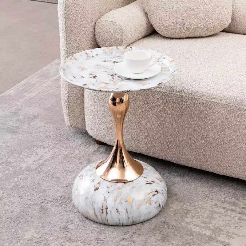 Mesa Auxiliar con Pedestal Metálico y Cola de Sirena de 21.2" H Elegance