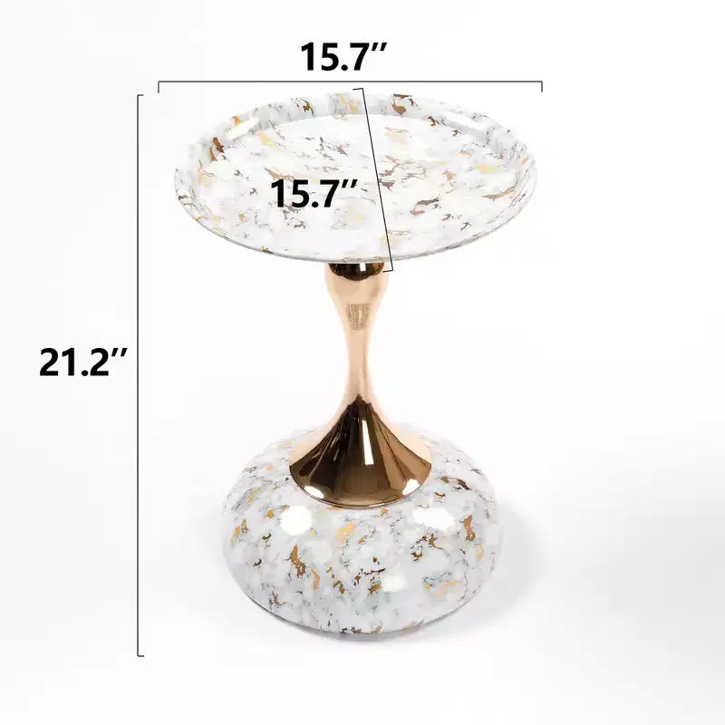 Mesa Auxiliar con Pedestal Metálico y Cola de Sirena de 21.2" H Elegance