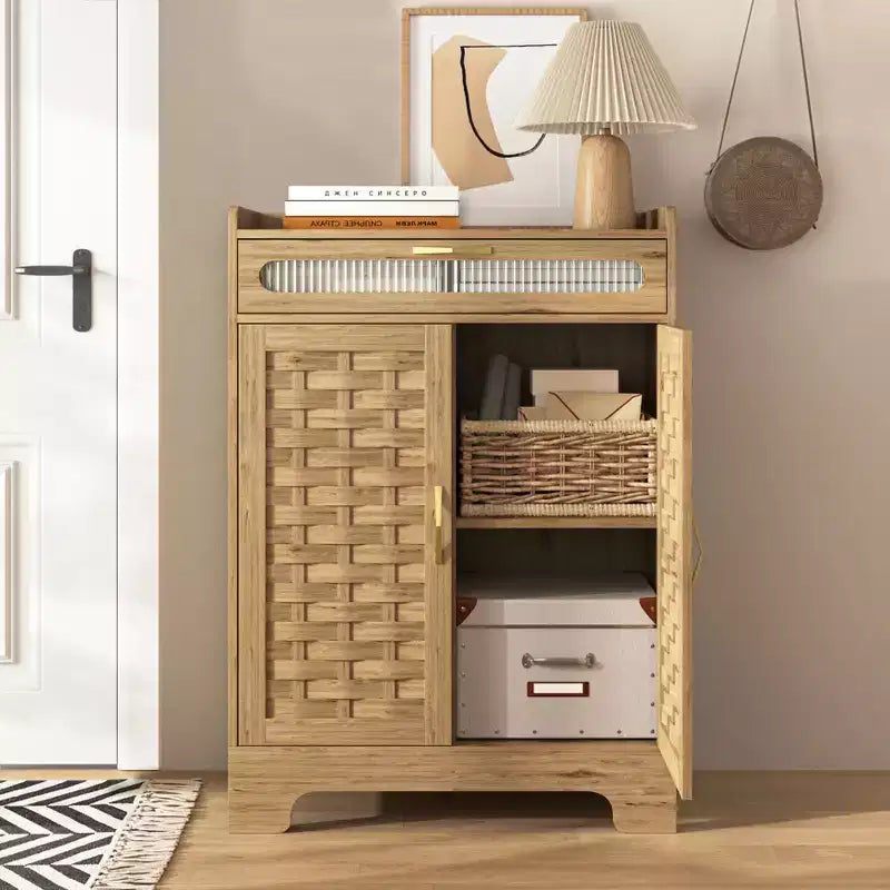 Modern Farmhouse 2-Doors 41.34 H Storage Buffet Sideboard with Drawer and Adjustable Shelf