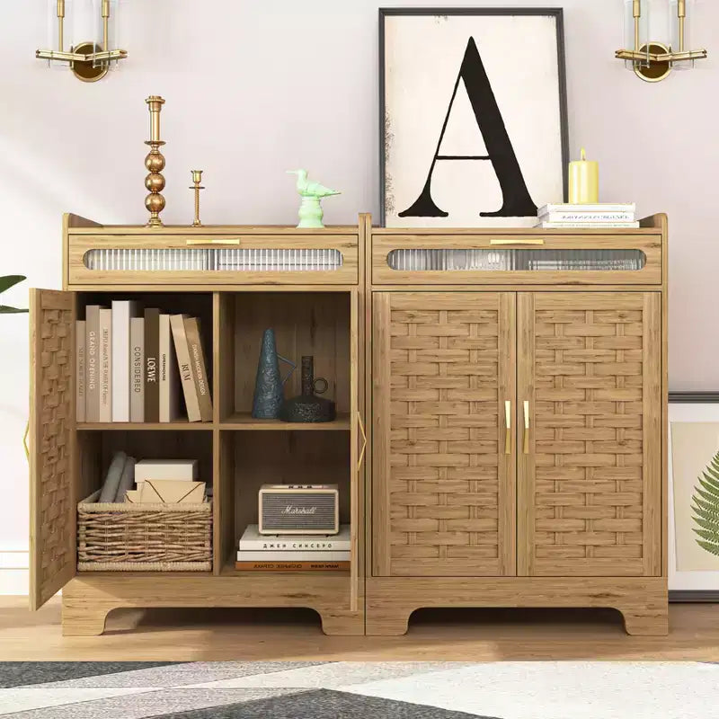 Modern Farmhouse 2-Doors 41.34 H Storage Buffet Sideboard with Drawer and Adjustable Shelf