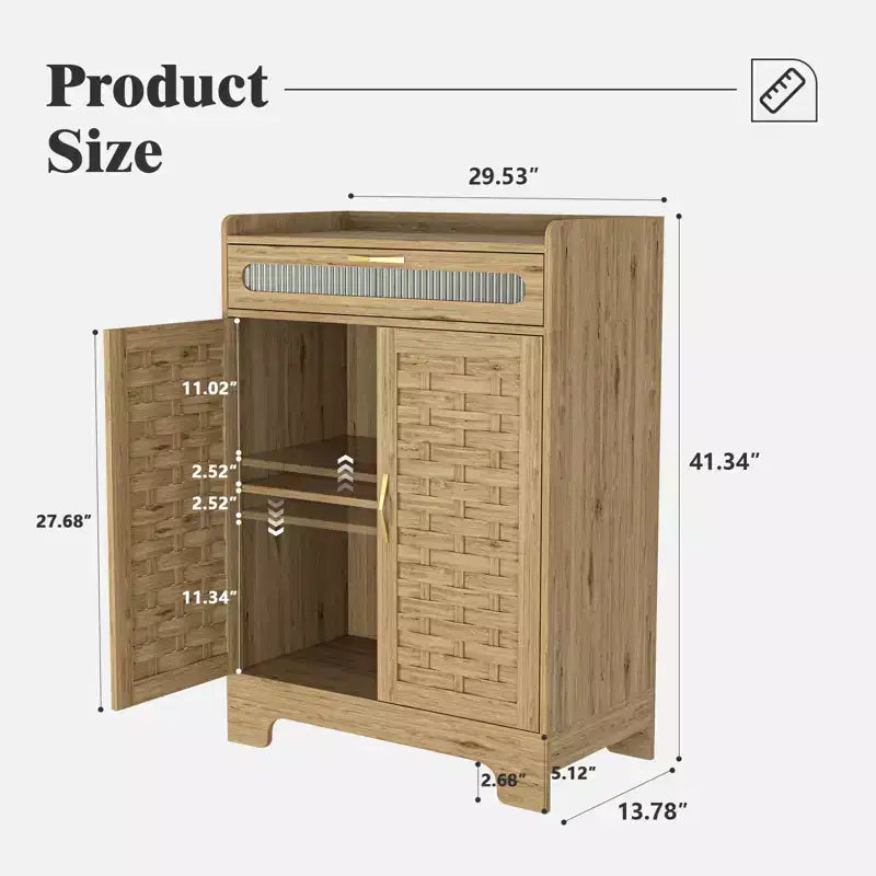 Modern Farmhouse 2-Doors 41.34 H Storage Buffet Sideboard with Drawer and Adjustable Shelf