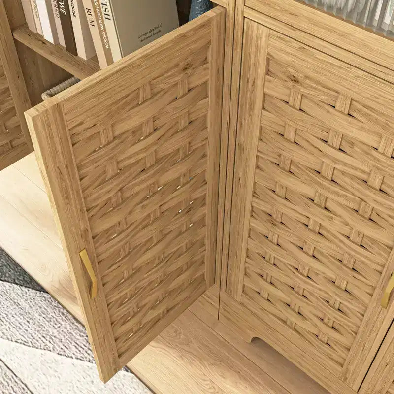 Aparador de buffet de almacenamiento estilo casa de campo moderno de 2 puertas y 41.34 pulgadas de alto con cajón y estante ajustable