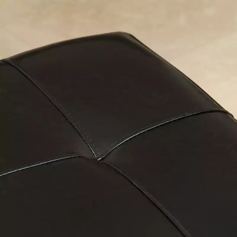Contemporary Faux Leather and Pine Wood Storage Ottoman