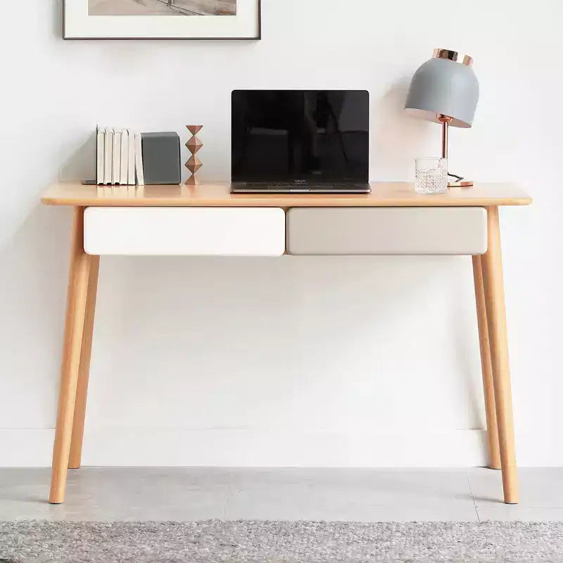 GDFStudio Deirdre 47.24 W Beech Wood Splayed Legs Computer/Writing Desk with 2 Drawers