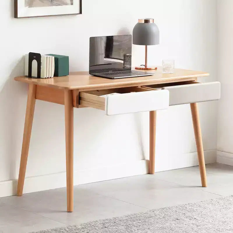 47.24 W Beech Wood Splayed Legs Computer/Writing Desk with 2 Drawers