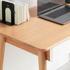 Escritorio para computadora/escritura de 47.24 pulgadas de ancho con patas acampanadas de madera de haya y 2 cajones