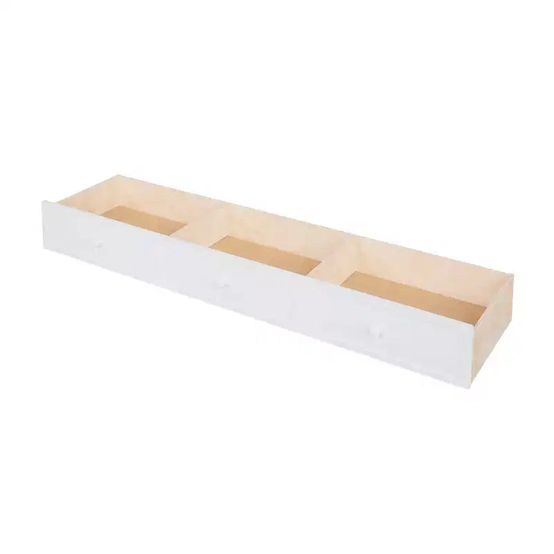 Litera en forma de L con diseño elegante, de dos camas sobre una matrimonial, con 3 cajones, escalera y escalera de mano