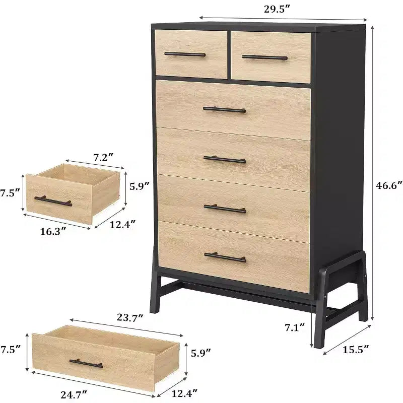 Cómoda para dormitorio, cómoda con cajones de 46.6 pulgadas de alto con almacenamiento, arcón de almacenamiento de madera para sala de estar, dormitorio, entrada