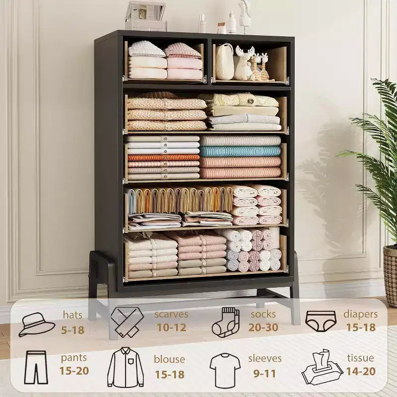 Cómoda para dormitorio, cómoda con cajones de 46.6 pulgadas de alto con almacenamiento, arcón de almacenamiento de madera para sala de estar, dormitorio, entrada