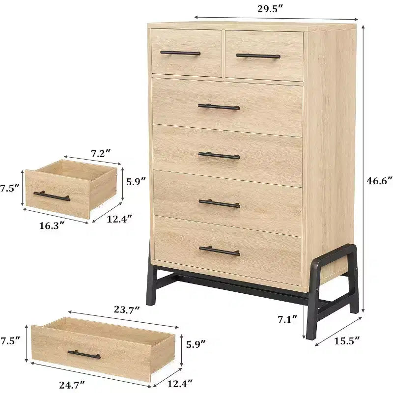 Cómoda para dormitorio, cómoda con cajones de 46.6 pulgadas de alto con almacenamiento, arcón de almacenamiento de madera para sala de estar, dormitorio, entrada