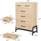 Cómoda para dormitorio, cómoda con cajones de 46.6 pulgadas de alto con almacenamiento, arcón de almacenamiento de madera para sala de estar, dormitorio, entrada