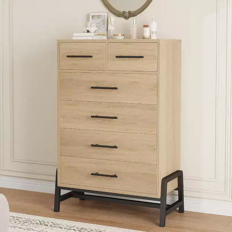 Cómoda para dormitorio, cómoda con cajones de 46.6 pulgadas de alto con almacenamiento, arcón de almacenamiento de madera para sala de estar, dormitorio, entrada