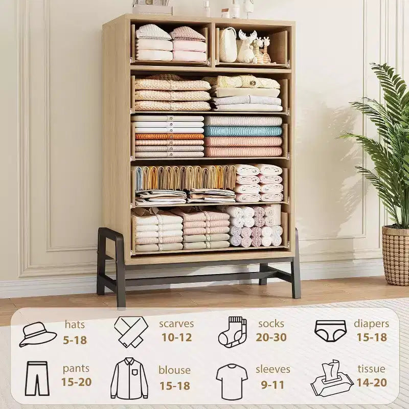 Cómoda para dormitorio, cómoda con cajones de 46.6 pulgadas de alto con almacenamiento, arcón de almacenamiento de madera para sala de estar, dormitorio, entrada