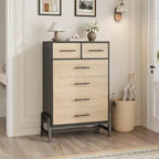Cómoda para dormitorio, cómoda con cajones de 46.6 pulgadas de alto con almacenamiento, arcón de almacenamiento de madera para sala de estar, dormitorio, entrada