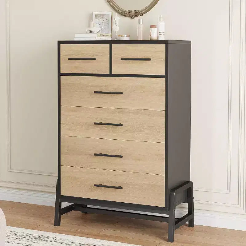 Cómoda para dormitorio, cómoda con cajones de 46.6 pulgadas de alto con almacenamiento, arcón de almacenamiento de madera para sala de estar, dormitorio, entrada