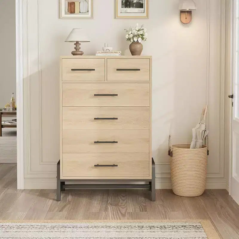 Cómoda para dormitorio, cómoda con cajones de 46.6 pulgadas de alto con almacenamiento, arcón de almacenamiento de madera para sala de estar, dormitorio, entrada