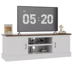 Mueble de TV estilo rústico para televisores de 65 pulgadas, consola multimedia, centro de entretenimiento para sala de estar u oficina con 2 armarios de almacenamiento y estantes abiertos