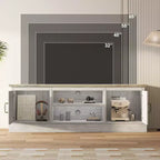 Mueble de TV estilo rústico para televisores de 65 pulgadas, consola multimedia, centro de entretenimiento para sala de estar u oficina con 2 armarios de almacenamiento y estantes abiertos