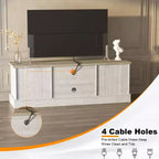 Mueble de TV estilo rústico para televisores de 65 pulgadas, consola multimedia, centro de entretenimiento para sala de estar u oficina con 2 armarios de almacenamiento y estantes abiertos