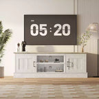 Acekool Farmhouse TV Stand for 65 Inch TVs, Media Console, Living Room or Office Entertainment Center with 2 Storage Cabinets and Open Shelves