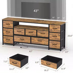 Tocador de 11 cajones con toma de corriente y luces LED, mueble para TV de 63", centro de entretenimiento con almacenamiento, adecuado para salas de estar y dormitorios