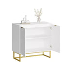 Aparador con diseño en espiga moderno, con estante ajustable, consola de almacenamiento, para comedor, sala de estar o recibidor.