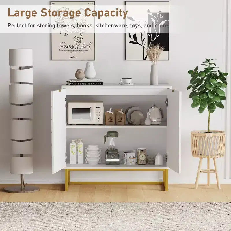 Aparador con diseño en espiga moderno, con estante ajustable, consola de almacenamiento, para comedor, sala de estar o recibidor.