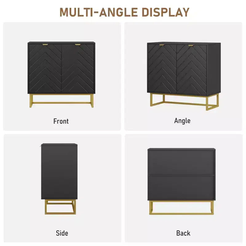 Aparador con diseño en espiga moderno, con estante ajustable, consola de almacenamiento, para comedor, sala de estar o recibidor.