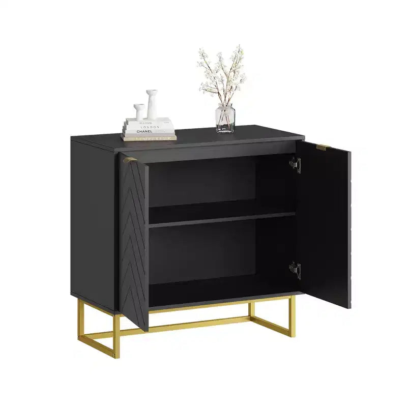 Aparador con diseño en espiga moderno, con estante ajustable, consola de almacenamiento, para comedor, sala de estar o recibidor.