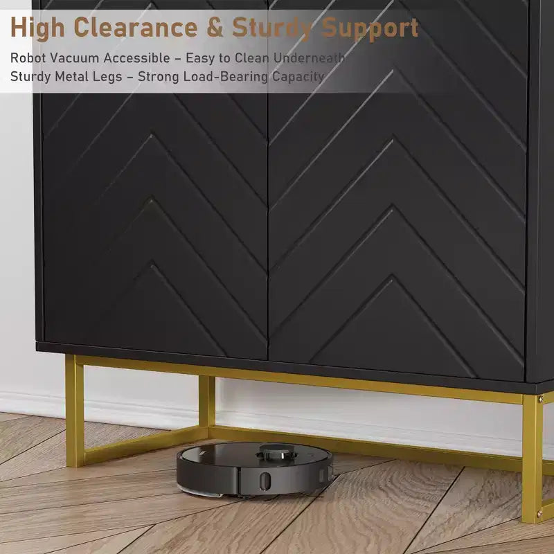 Aparador con diseño en espiga moderno, con estante ajustable, consola de almacenamiento, para comedor, sala de estar o recibidor.