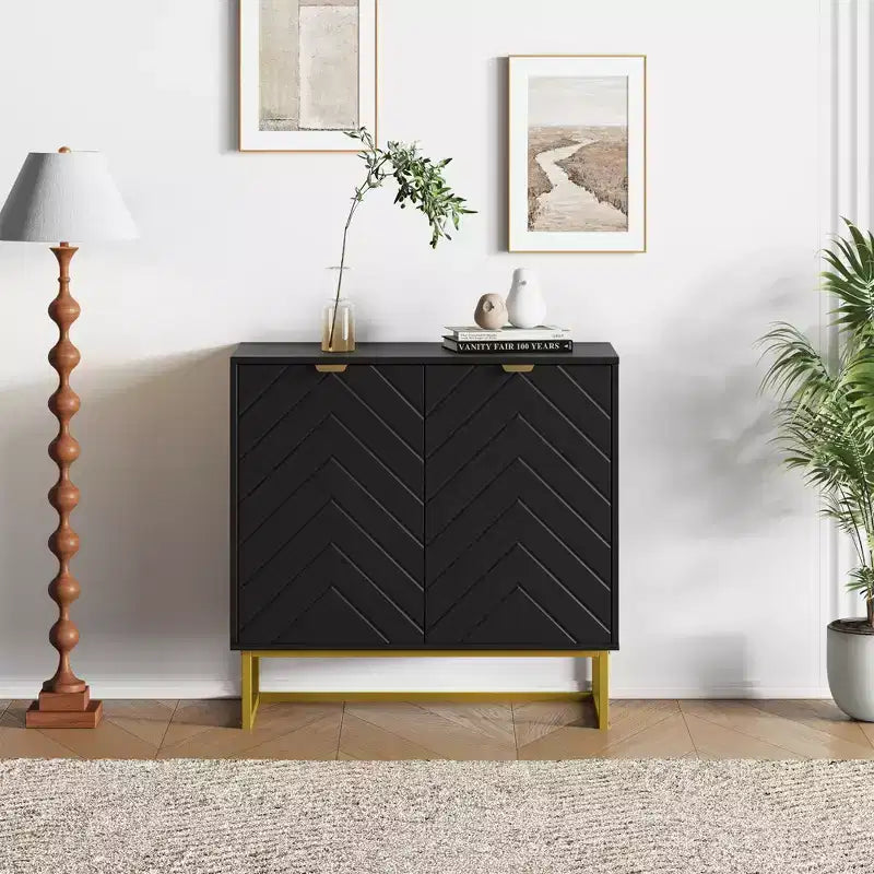 Acekool Modern Herringbone Sideboard Buffet Cabinet with Adjustable Shelf, Storage Console, for Dining Room Living Room Entryway