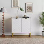 Aparador con diseño en espiga moderno, con estante ajustable, consola de almacenamiento, para comedor, sala de estar o recibidor.