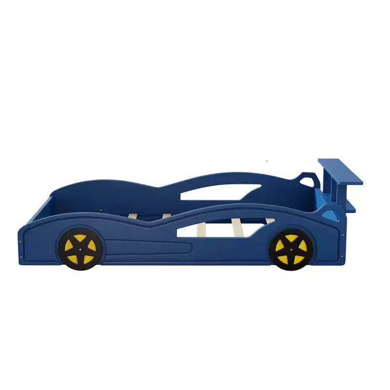 Wooden Race Car Bed, Twin Size Cute Car Shaped Platform Bed with Wheels for Boys and Girls