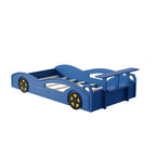 Cama de carreras de madera, cama de plataforma con forma de coche, tamaño individual, con ruedas para niños y niñas