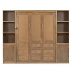 Cama Murphy tamaño queen con gabinetes, cama de gabinete de madera tamaño queen, cama de pared con estantes de almacenamiento, cama de baúl plegable para dormitorio, habitación de invitados, madera