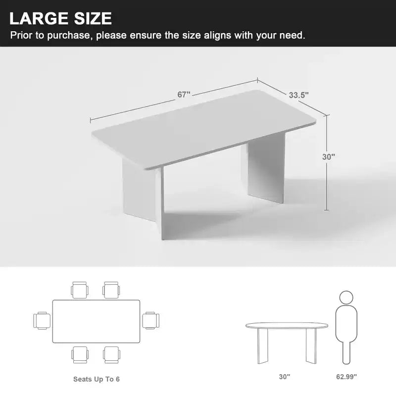 67 x 33.5 Solid Wood Farmhouse Dining Table with V-Shaped Legs and Square Wood Top for Modern Dining Rooms & Family Gatherings Black